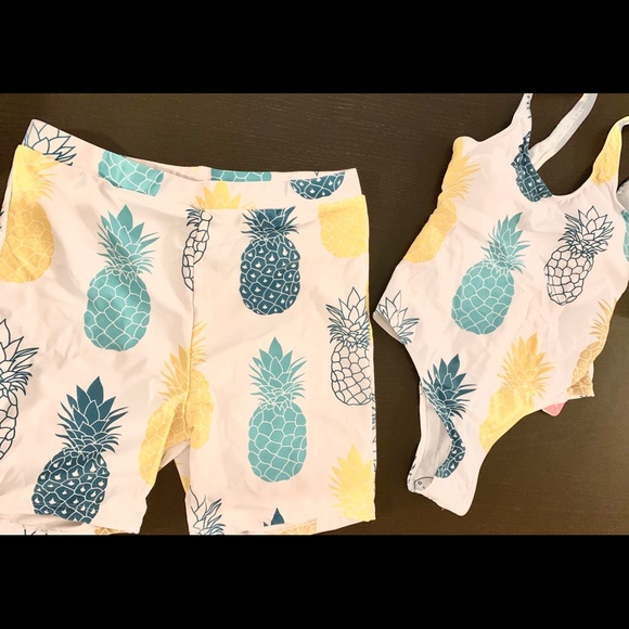 matching pineapple swimsuits